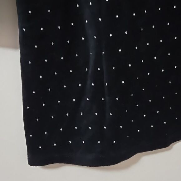 Michael Kors Velour Top Black Embellished HOLIDAY Size 14 TAYLOR SWIFT Goth - Picture 2 of 7